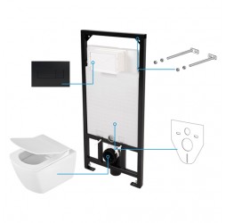 Deante Anemon Zero Комплект 6 в 1 с инсталляцией, кнопка черная