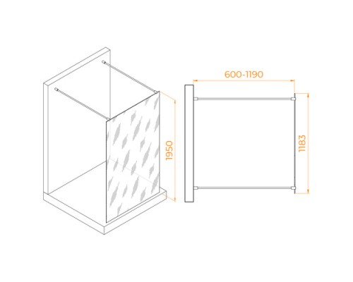 Душевая перегородка RGW WA-016-W неподвижное Walk In cтекло прозрачное 8 мм белый  35101612-15