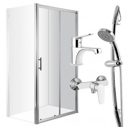 Комплект раздвижная дверь в нишу «Deante Cynia» — 120×200см и комплект смесителей для ванной комнаты