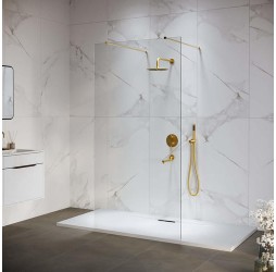 Душевую перегородку RGW WA-016-Gb неподвижное Walk In cтекло прозрачное 8 мм золото браш