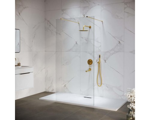 Душевая перегородка RGW WA-016-Gb неподвижное Walk In cтекло прозрачное 8 мм золото браш  35101610-16