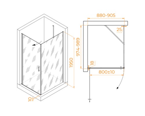 Душевой уголок RGW Leipzig LE-034 90x100 прозрачное стекло / профиль хром