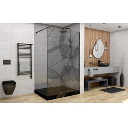 Душевая перегородка Avacan MB110 AVA 110x200 стекла с рисунком, профиль черный