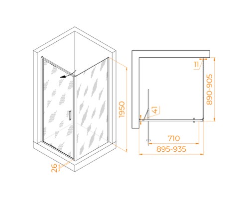 Душевой уголок RGW Stilvoll 90х90 703213599-14 черный, стекло прозрачное