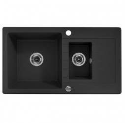 Deante Zorba графитовый - мойка 1,5 чаши, 760*440*150 мм + сифон