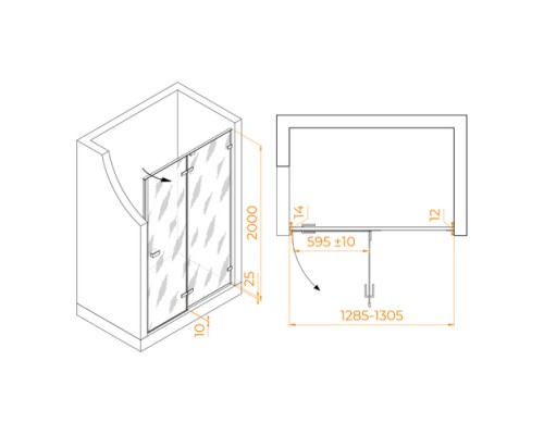 Распашная душевая дверь RGW SV-004-B 130*200 матовое стекло 8 мм 353200413-24