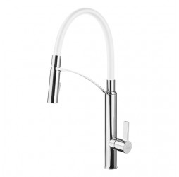 Deante Gerbera Смеситель для мойки с вытягивающимся изливом, белый/хром