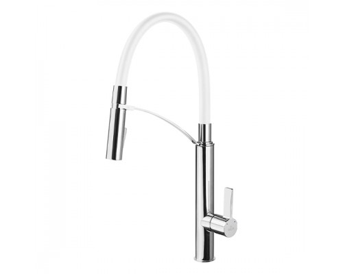Deante Gerbera Смеситель для мойки с вытягивающимся изливом, белый/хром