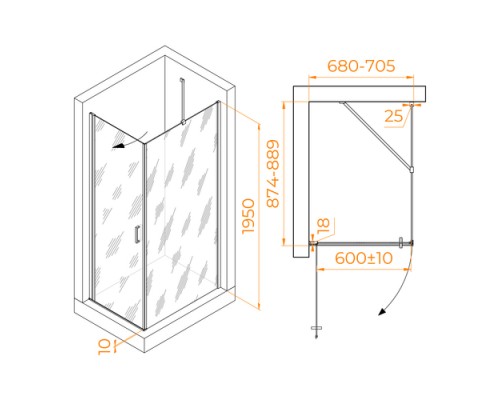 Душевой уголок RGW Leipzig LE-034 70x90 прозрачное стекло / профиль хром