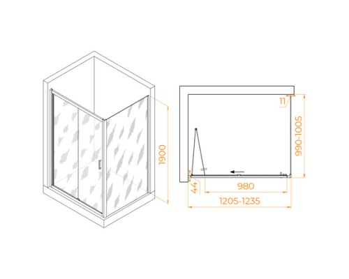 Душевой уголок RGW Passage PA-142 120х100 060814220-11 профиль хром, стекло прозрачное