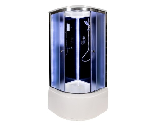 Душевая кабина AvaCan B10SLEDBLACK 98600, 100 x 100 см, LED-подсветка, с крышей, поддон высокий, стекло матовое, профиль хром