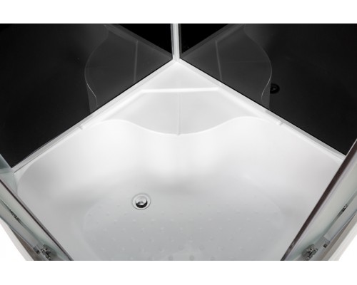 Душевая кабина AvaCan B10SLEDBLACK 98600, 100 x 100 см, LED-подсветка, с крышей, поддон высокий, стекло матовое, профиль хром