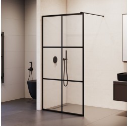 Душевая перегородка RGW Stilvol WA-11-B 90 см стекло прозрачное с рисунком, профиль черный