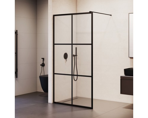 Душевая перегородка RGW WA-111 B неподвижное Walk In cтекло прозрачное(Принт) 8 мм чёрный  411011105-84