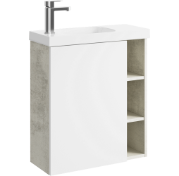 aqwella Тумба под умывальник 60x25 Alba Прямоугольная цвет бетон светлый / белый ALB0106LLS+ALB0706WM