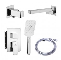 Deante Azalia Душевая система скрытого монтажа со складным изливом для ванны (в компл.2 рычага), хром