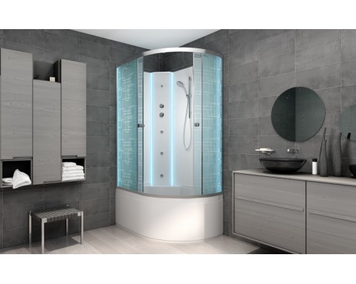 Душевая кабина AvaCan EM5012LNLED AVA 120x90 б/к, LED, левая, стекла с рисунком, профиль хром