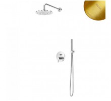 Душевой набор, скрытого монтажа, с латунной душевой лейкой Ø250 мм и ручным душем Elo ручка тип 2 Leaf 167 722 2SR Sunrise