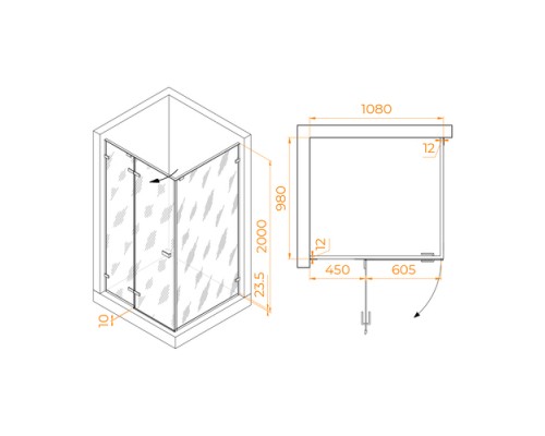 Душевой уголок RGW Stilvol SV-040B 110x100 черный, прозрачное 353204010-14