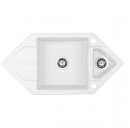 Deante Hexon алебастр - мойка 1,5 чаши с крылом, 995*500*190 мм + сифон SPACE SAVER