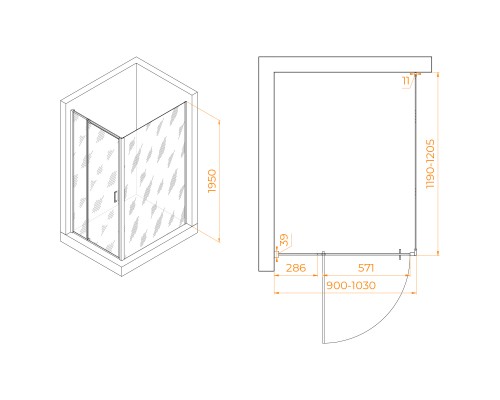 Душевой уголок RGW PA-078 (RGW PA-008 + Z-050-2) 900x1200