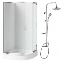 Комплект душевая кабина «Deante Funkia» — 90х90х185см и душевая стойка «Neo Joko» 5-функциональная