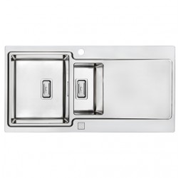 Deante Prospero мойка сатин 1,5 чаши с крылом для сушки, 1000*500*200 мм, 3,5" + сифон SPACE SAVING