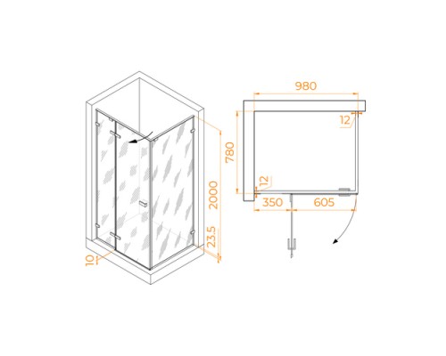 Душевой уголок RGW Stilvol SV-040B 100x80 черный, матовое 353204008-24