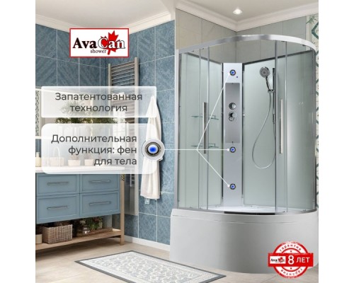 Душевая кабина Avacan EM5912LNT AVA 120x90 левая, без крыши, стекла прозрачные, профиль хром