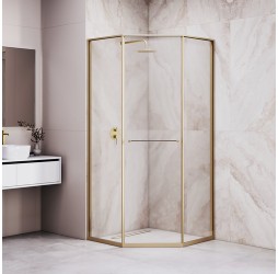 Душевой уголок RGW SV-82Gb "L" 80x80 33328282-16L стекло прозрачное 8мм, профиль золото BRUSH