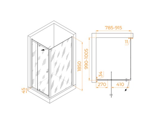 Душевой уголок RGW PA-44 (PA-02 NEW + Z-050-1) прозрачное cтекло цвет профиля 6 мм 4108448