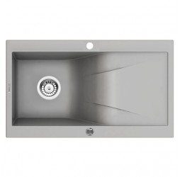 Deante Rapsodia серый металлик - мойка 1 чаша с крылом, 860*500*210 мм + сифон SPACE SAVER