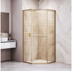 Душевой уголок RGW SV-82Gb "R" 100x100 33328200-266R стекло прозрачное 8мм, золото вуаль,  профиль золото BRUSH