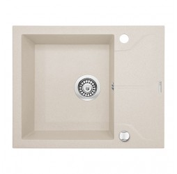 Deante Andante бежевый - мойка 1 чаша с крылом, 590*490*180 мм + сифон SPACE SAVER