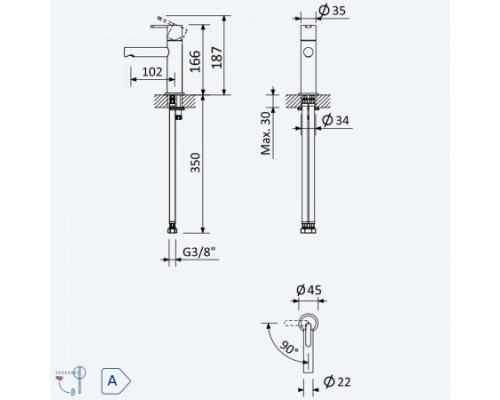 Смеситель для раковины Leaf 167 000 7MM Morning Mist