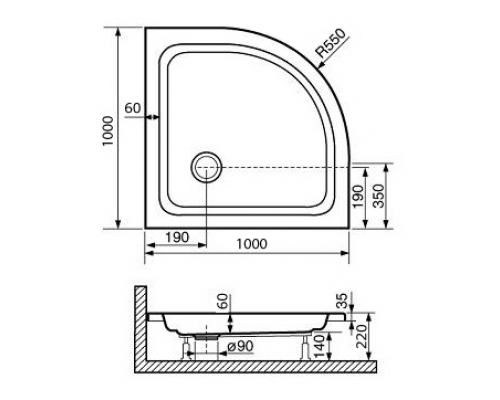 Душевой поддон полукруглый RGW STYLE P белый акрил cерия Acryl (100*100) 16180400-11