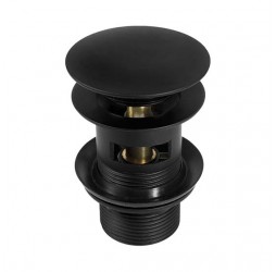 Deante Click-Clack Пробка круглая большая с переливом для раковины, черная