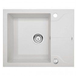 Deante Andante алебастр - мойка 1 чаша с крылом, 590*490*180 мм + сифон SPACE SAVER