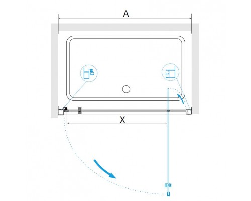 Распашная душевая дверь RGW PA-105 100*185 прозрачное стекло 5 мм 410810510-11
