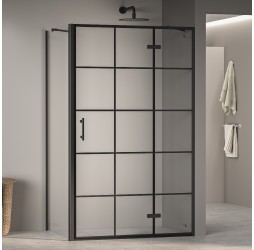 Душевой уголок RGW PA-77-B "R" (PA-07B+Z-050-2B+держ) прозрачное(Принт) cтекло цвет профиля 6 мм