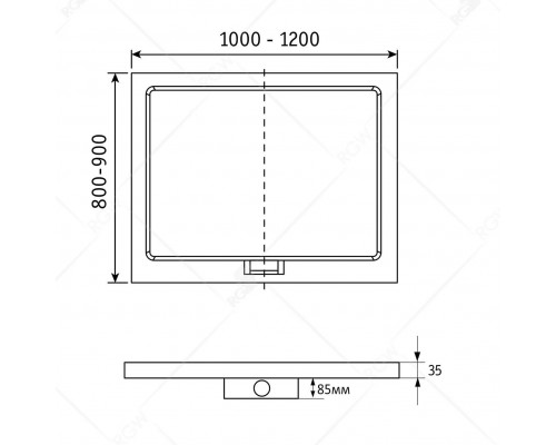 Душевой поддон прямоугольный RGW GWS-21 белый литьевой мрамор cерия GWS (90*100*3,5) 03150290-01