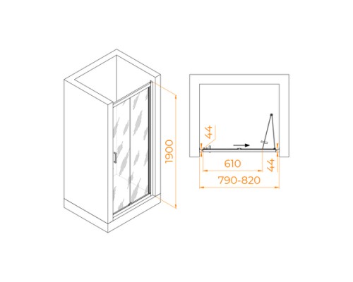 Складная душевая дверь RGW PA-21-B 80*190 прозрачное стекло 5 мм 06082108-14
