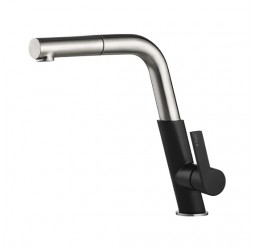 Deante Silia Смеситель для мойки с выдвижным изливом, стальной-черный