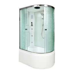 Душевая кабина Avacan EM5012LGM+EL AVA 120x90 с гидромассажем и электрикой, левая, стекла с рисунком, профиль хром