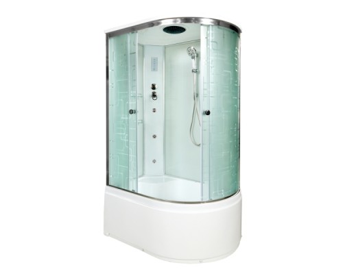 Душевая кабина AvaCan EM5012LGM+EL AVA 120x90 с гидромассажем и электрикой, левая, стекла с рисунком, профиль хром