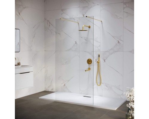Душевая перегородка RGW WA-016-Gb неподвижное Walk In cтекло прозрачное 8 мм золото браш  35101612-16