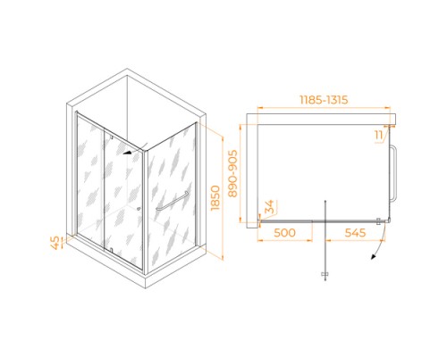 Душевой уголок RGW PA-44-1 (PA-02 + Z-060-1) 1200x900