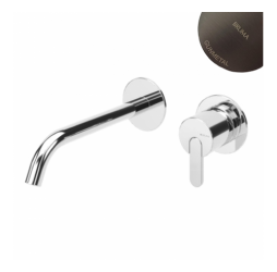 Смеситель для раковины на 2 отверстия, настенный. Длина излива 200 мм Leaf 167 011 9MG Gunmetal