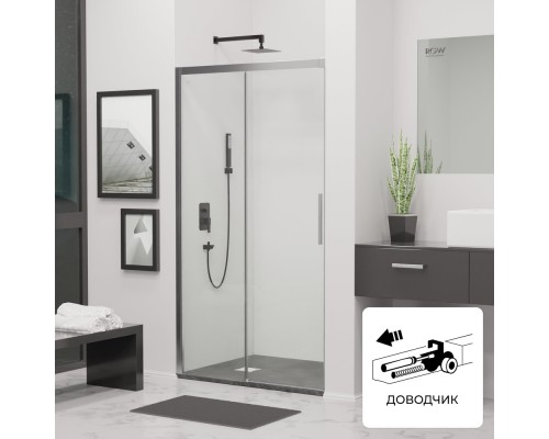 Раздвижная душевая дверь RGW LE-12 120*195 прозрачное стекло 6 мм 34121212-11