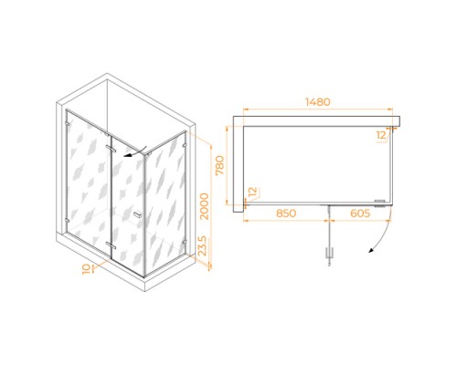 Душевой уголок RGW Stilvol SV-040B 150x80 черный, матовое 353204058-24